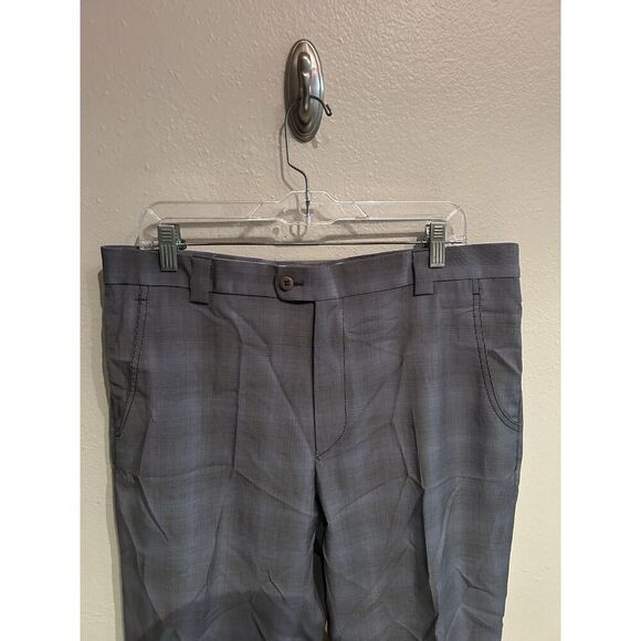 Zanella Mens Size 36 36x32 Blue Houndstooth Wool Dress Pants - Picture 5 of 9